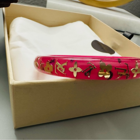 Like New Authentic Louis Vuitton Rose Pop Inclusion Resin Gold Bangle - Picture 6 of 6